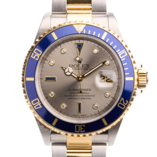 Rolex Submariner 16613 | Serti Diamond Dial | Complete Set | The Watch Buyers Group