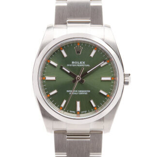 Rolex Oyster Perpetual 34 | Olive Green Dial | Box and Card | The Watch Buyers Group