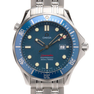 Omega Seamaster Quartz | Blue Wave Dial | Box and Card | The Watch Buyers Group