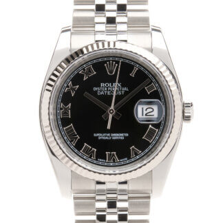 Rolex Datejust 36 | Black Roman Jubilee | Box and Card | The Watch Buyers Group