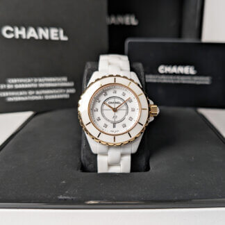 Chanel J12White H2181 | 18k Rose Gold | Box and Card | The Watch Buyers Group