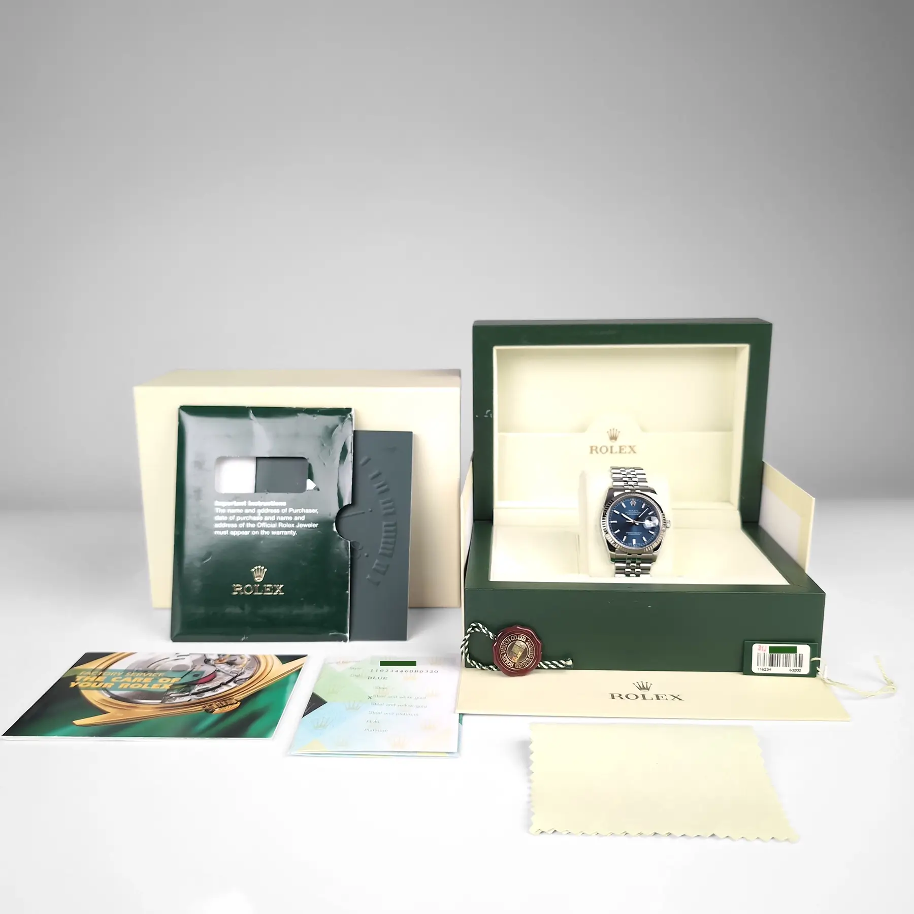 Rolex Datejust 116234 Blue Stick Jubilee 17 021 Box and Papers